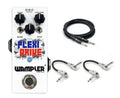 Wampler Plexi-Drive Mini overdrive pedal — white housing with included guitar and patch cables