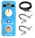 Mooer Skyverb reverb pedal — blue enclosure with included cables