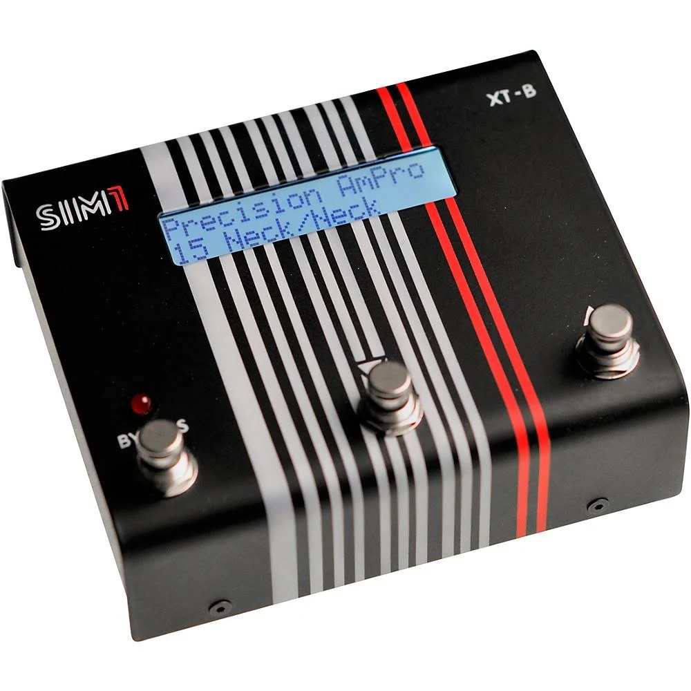 SIM1 XT-B bass profiler pedal — black enclosure with three footswitches