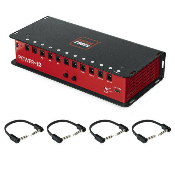 Gator GTR-PWR-12 power supply — black & red unit with four included patch cables