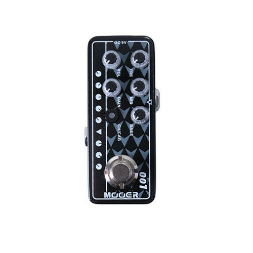 Mooer Gas Station 001 micro preamp pedal — black enclosure with dual channel controls