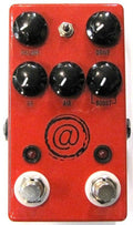 JHS AT+ Andy Timmons overdrive pedal — red enclosure, @ logo, front view