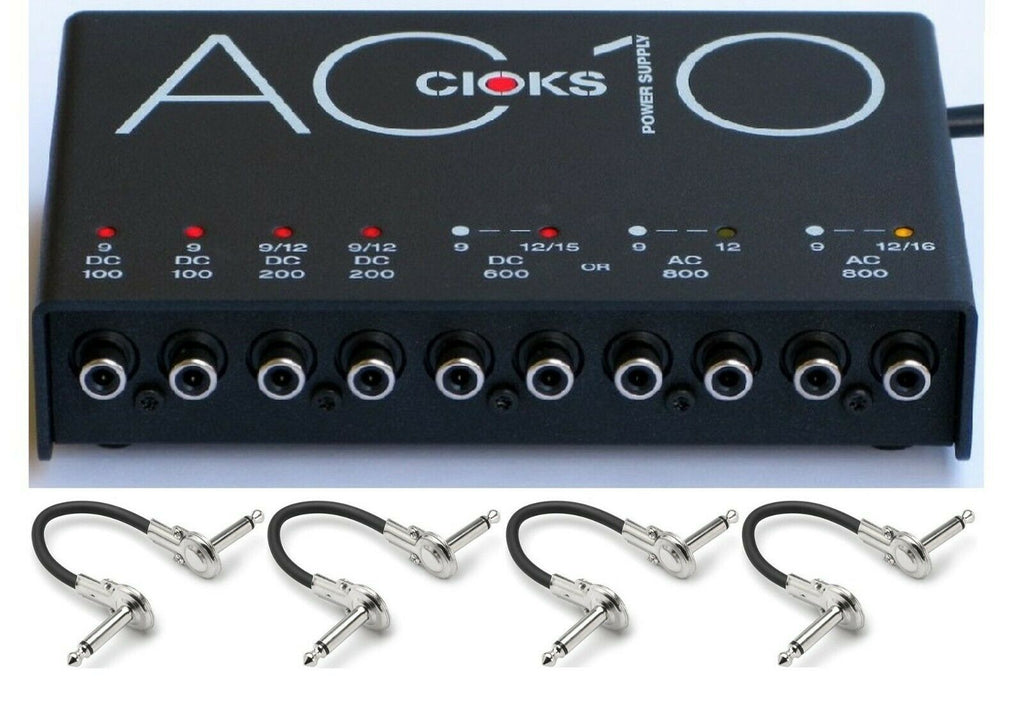 CIOKS AC10 pedal power supply — black unit with included patch cables