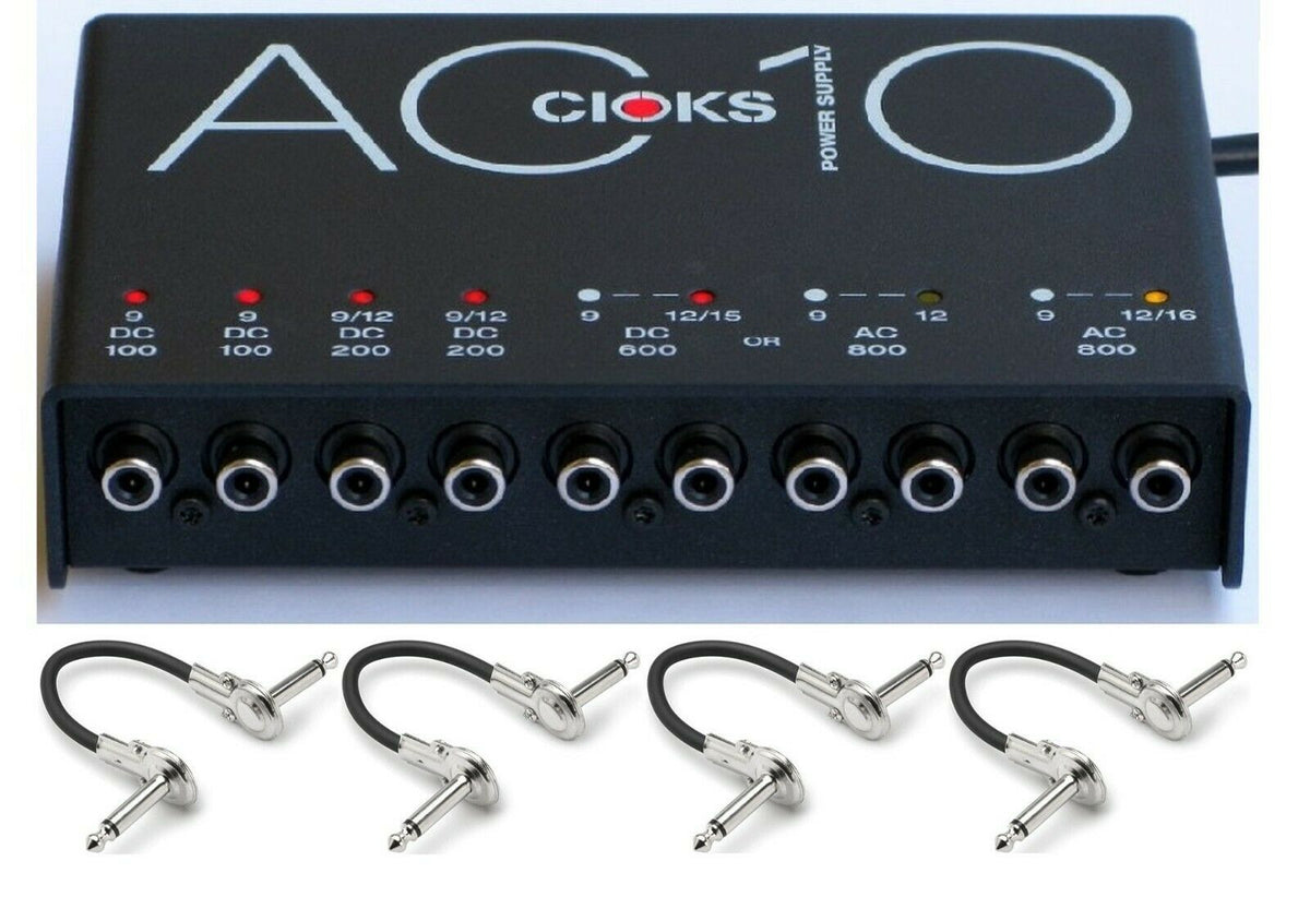CIOKS AC10 pedal power supply — black unit with included patch cables