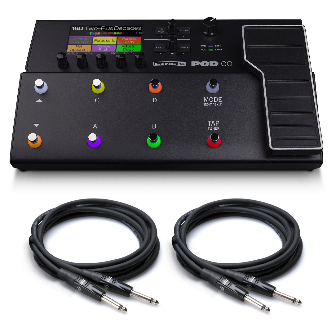 New Line 6 POD Go amp and effects modeler guitar multi-effects floor processor, black, front view