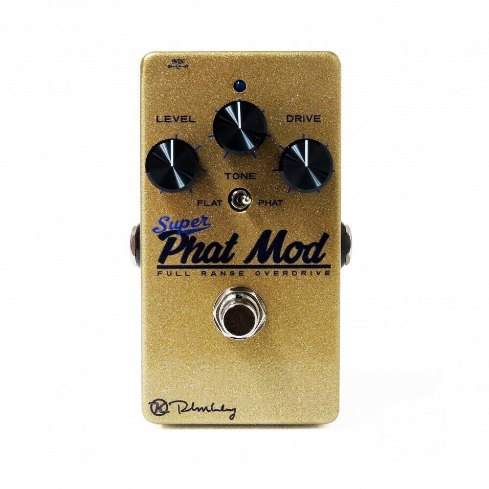 Keeley Super Phat Mod JFET overdrive pedal — gold sparkle enclosure, level drive tone controls
