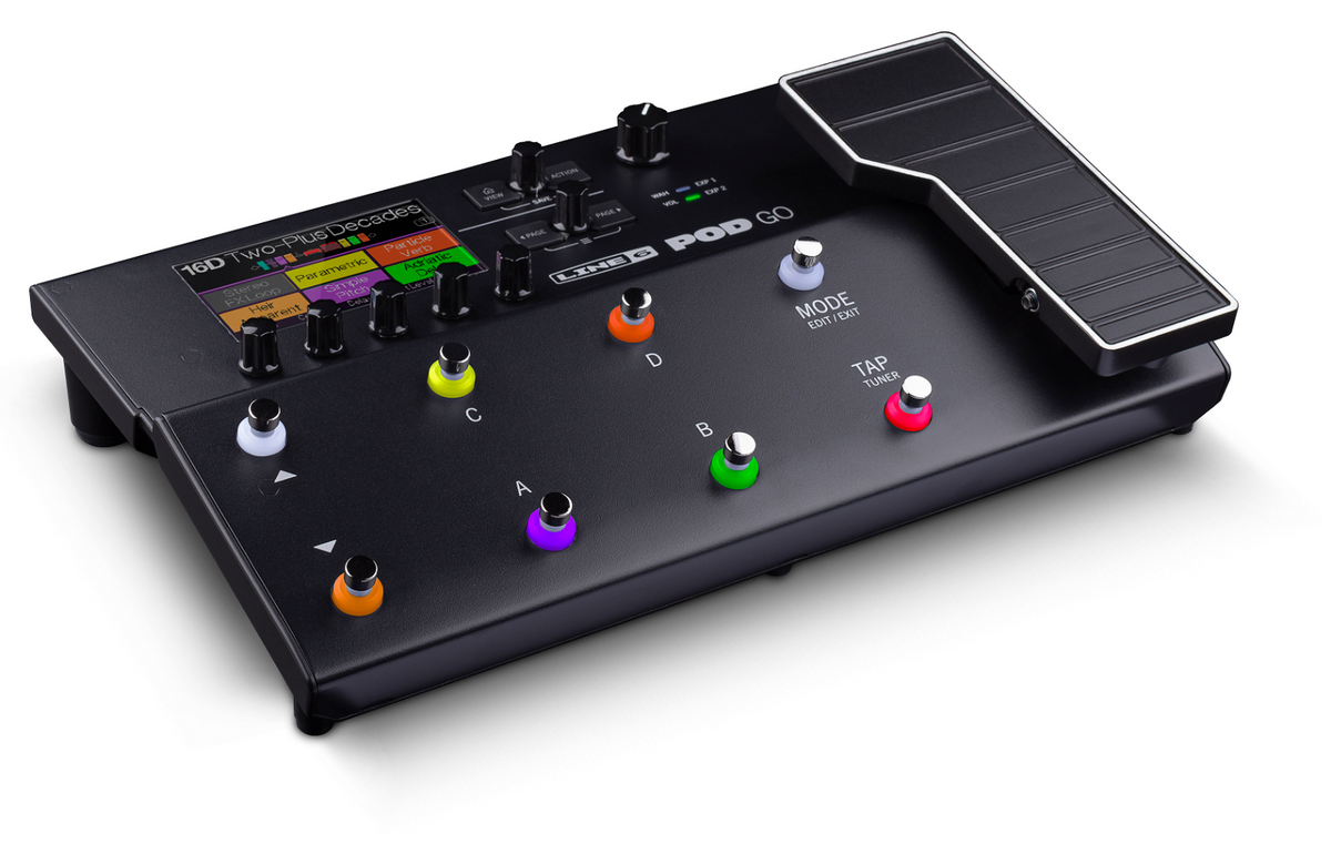 New Line 6 POD Go floor multi-effects rear input and output connections, black