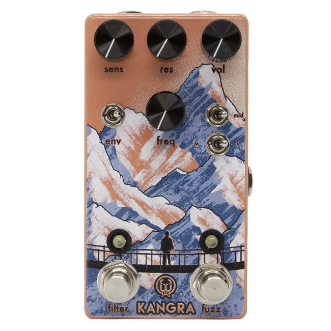Walrus Audio Kangra Filter Fuzz pedal, peach enclosure with mountain art