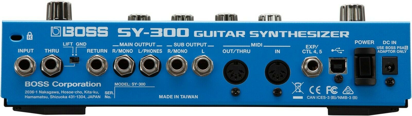 Boss SY-300 guitar synthesizer rear jacks
