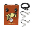 New Vertex Effects TDrive Overdrive Guitar Effect Pedal - Orange enclosure with bundled Hosa patch and guitar cables