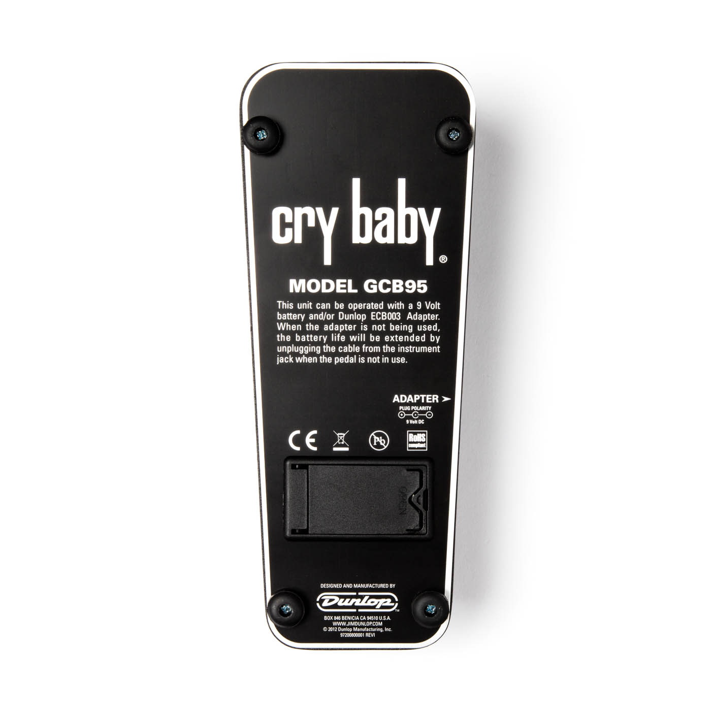 Dunlop GCB95 Cry Baby Wah pedal - black detail view
