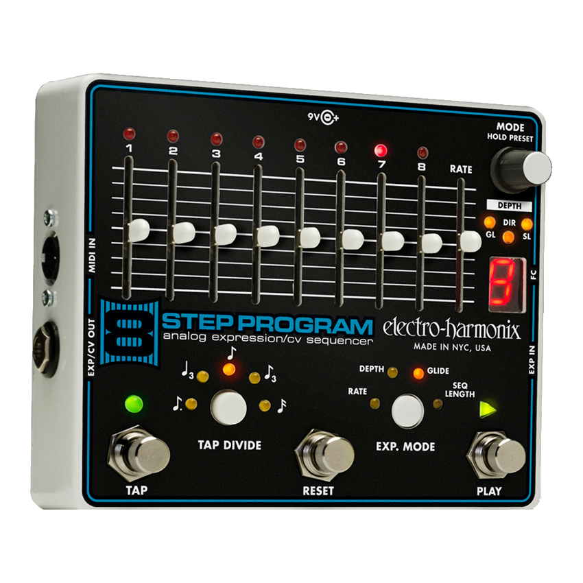 Electro-Harmonix 8-Step Program analog expression CV sequencer pedal — top view