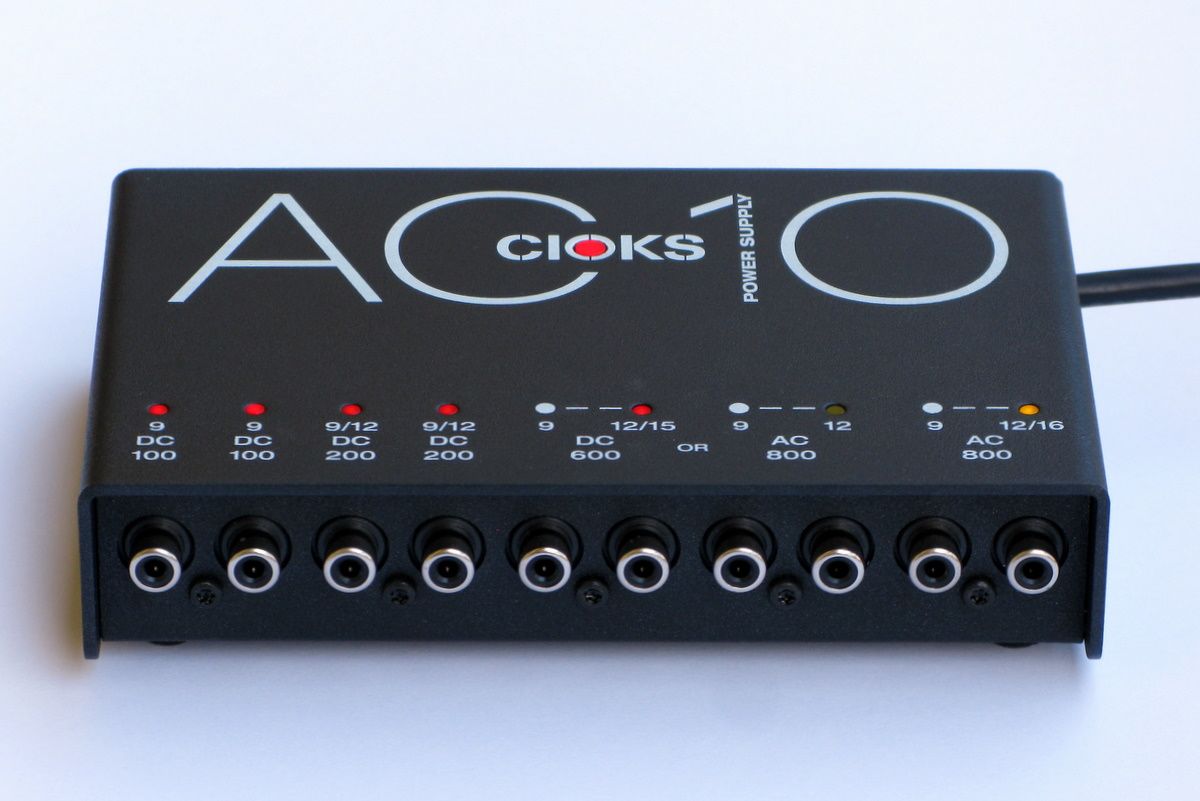 CIOKS AC10 pedal power supply — black enclosure top view
