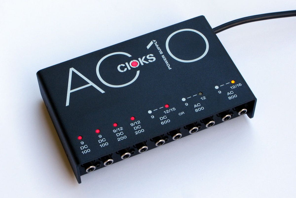 CIOKS AC10 pedal power supply — black enclosure top angle