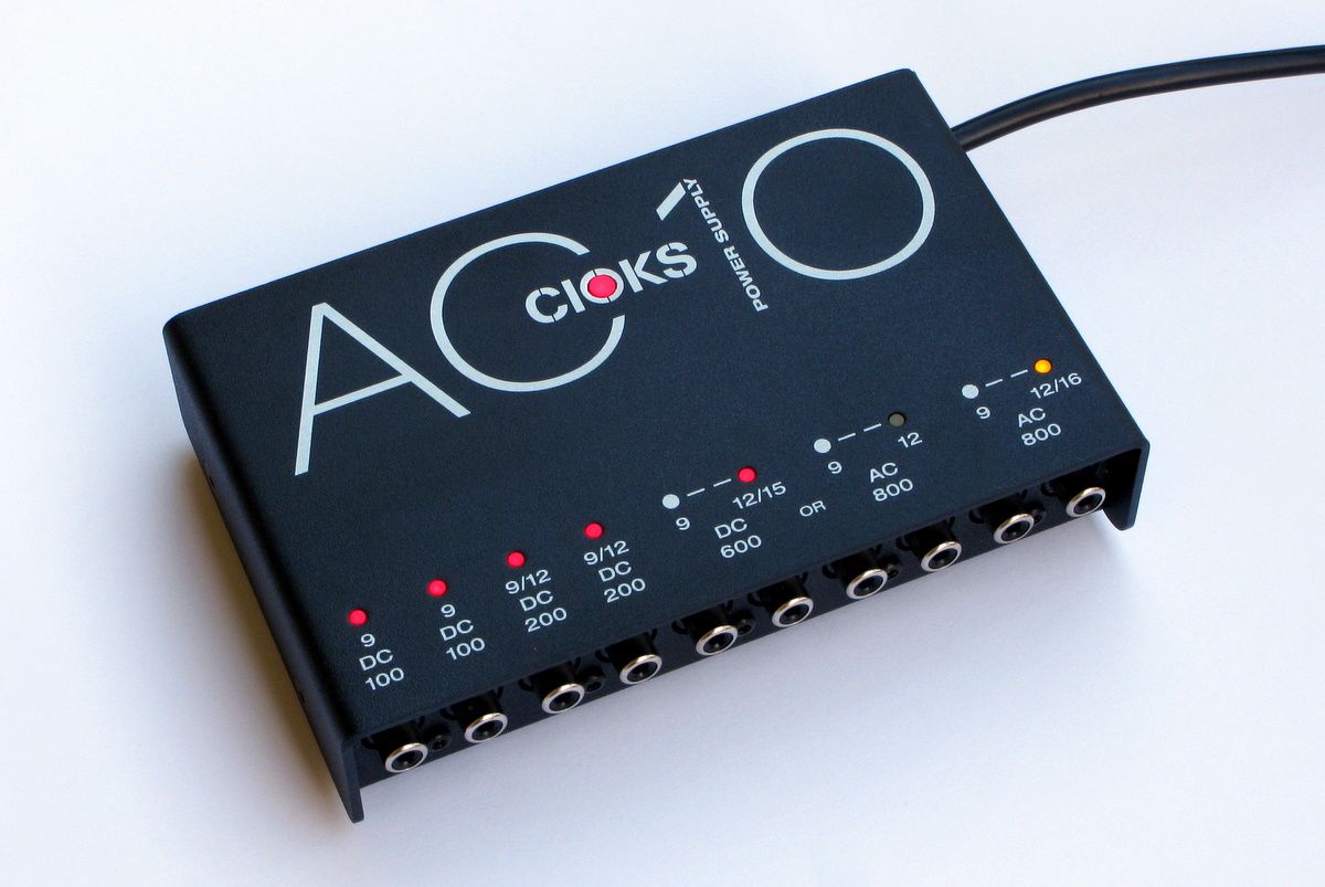 CIOKS AC10 pedal power supply — black enclosure top angle