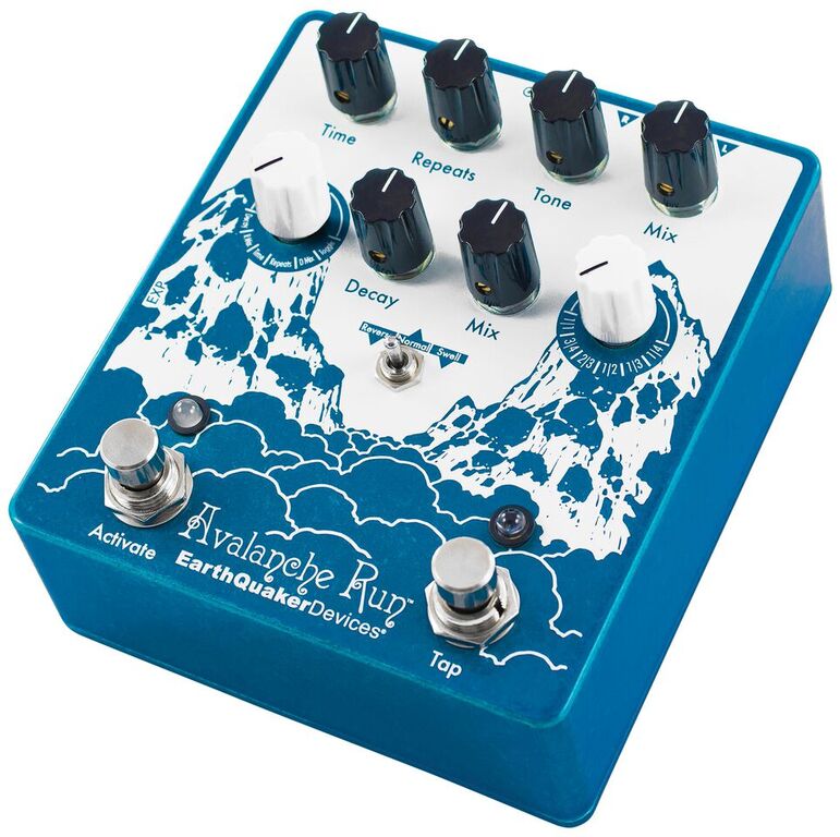 EarthQuaker Avalanche Run V2 delay reverb pedal — front view