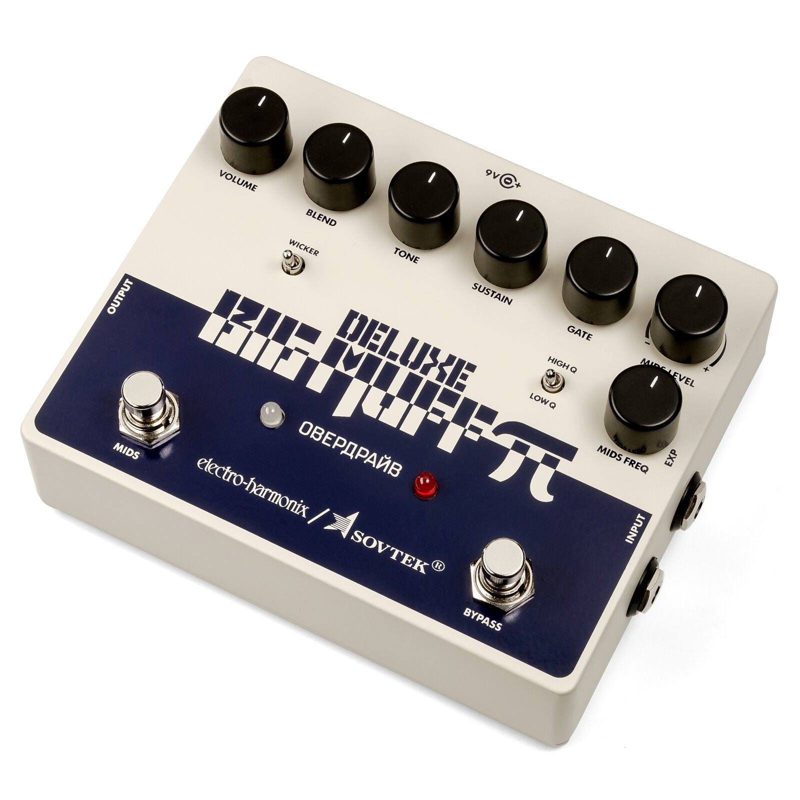 Electro-Harmonix Sovtek Deluxe Big Muff Pi fuzz pedal — side view
