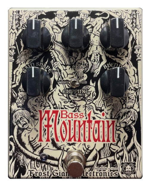 Frost Giant Bass Mountain bass fuzz pedal — cream enclosure top view