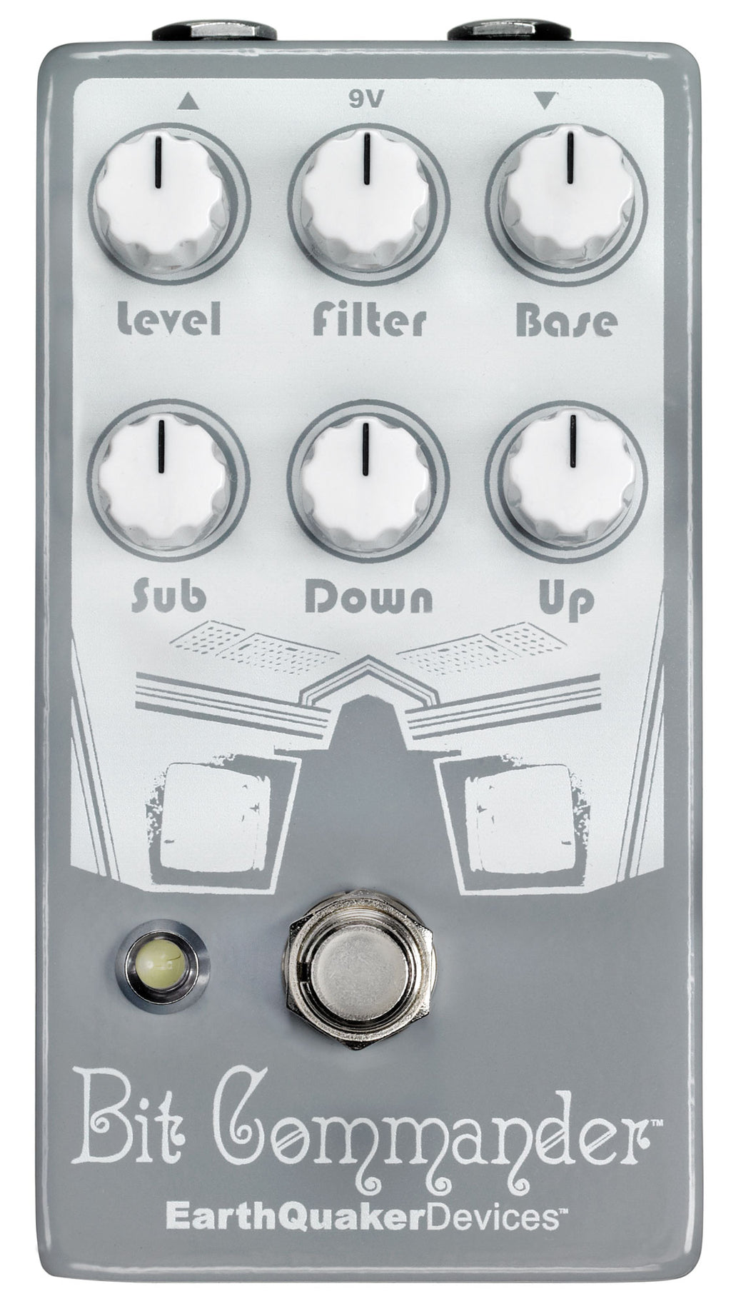 EarthQuaker Devices Bit Commander V2 octave synth pedal in gray, front control panel