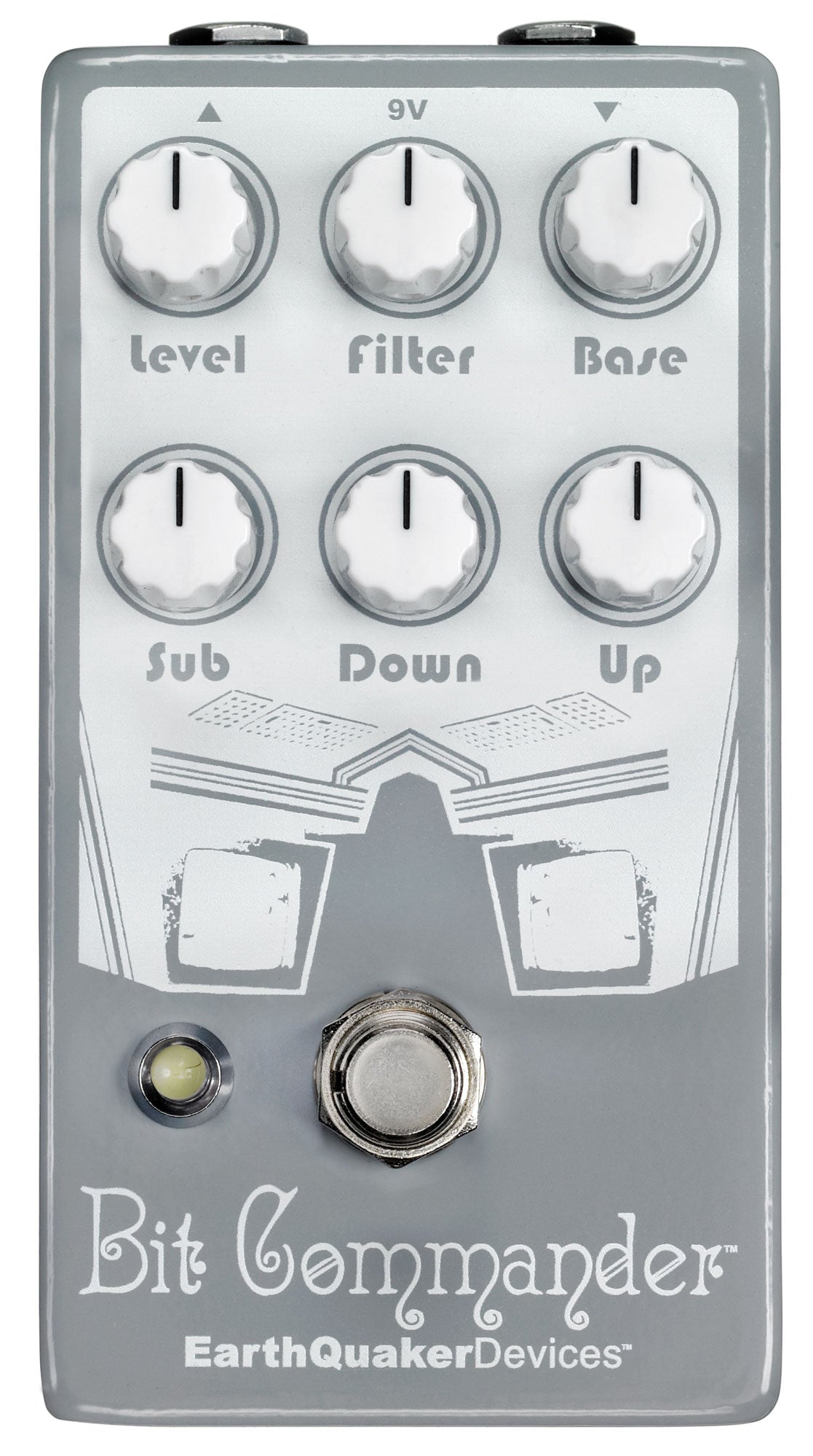 EarthQuaker Devices Bit Commander V2 octave synth pedal in gray, front control panel