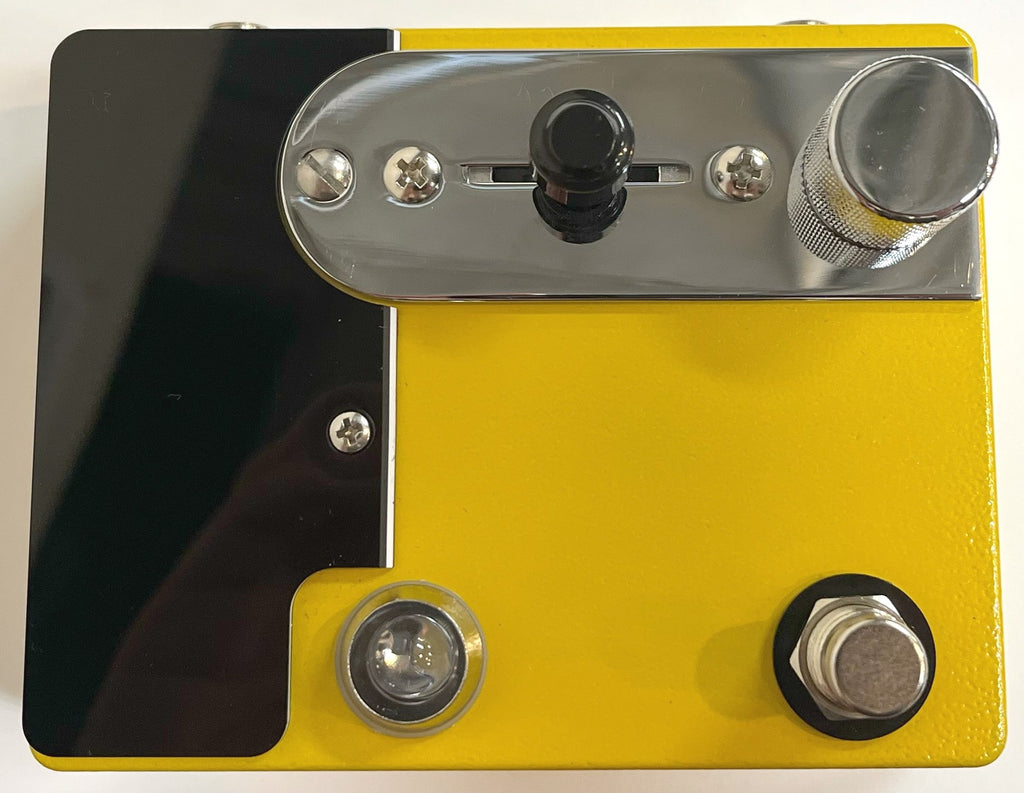 CopperSound Broadway butterscotch yellow black preamp pedal angled view