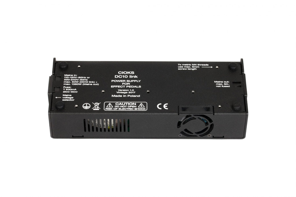 CIOKS DC10 Link power supply — black enclosure, bottom view with mounting hardware