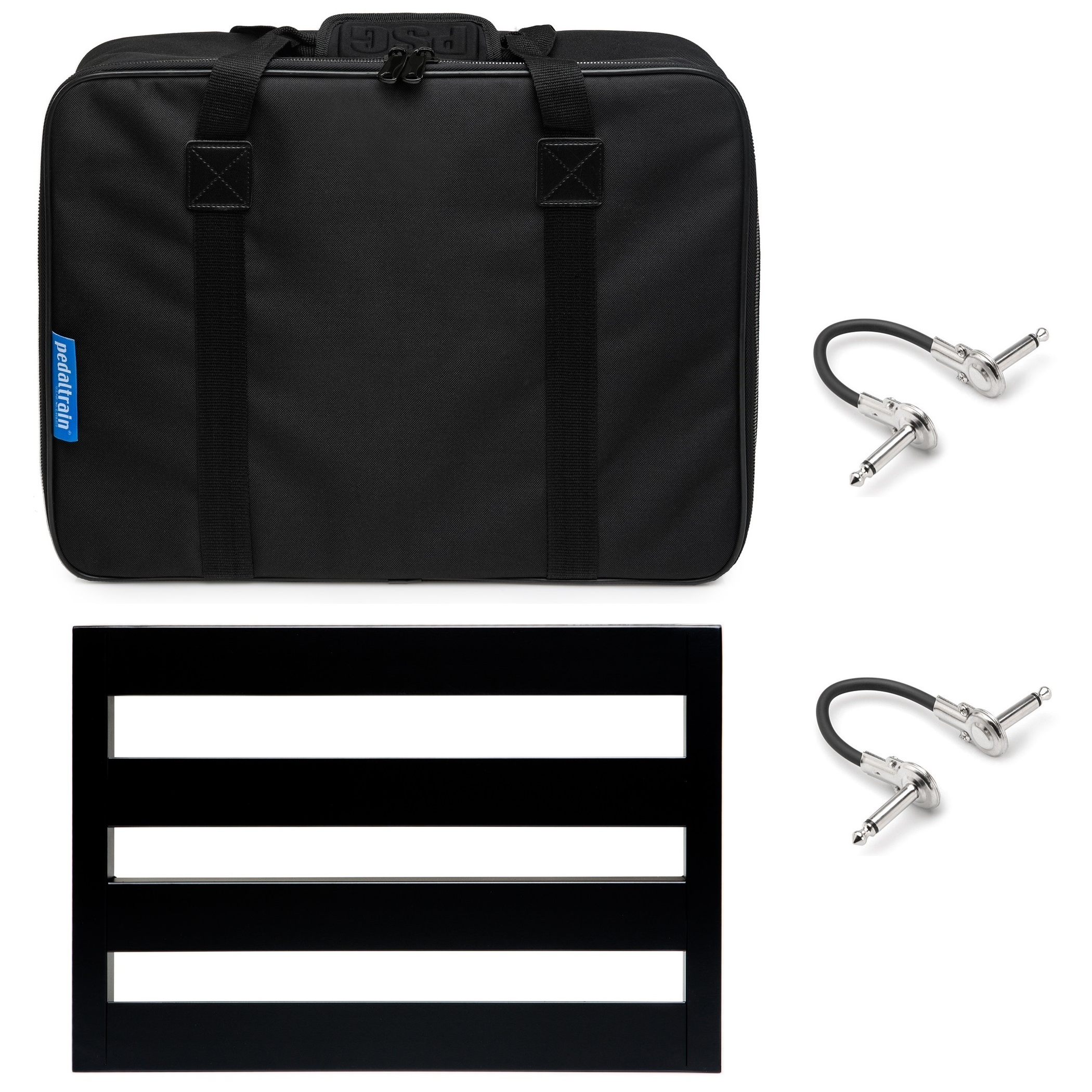 Pedaltrain Classic Jr pedalboard — black board with soft case and patch cables