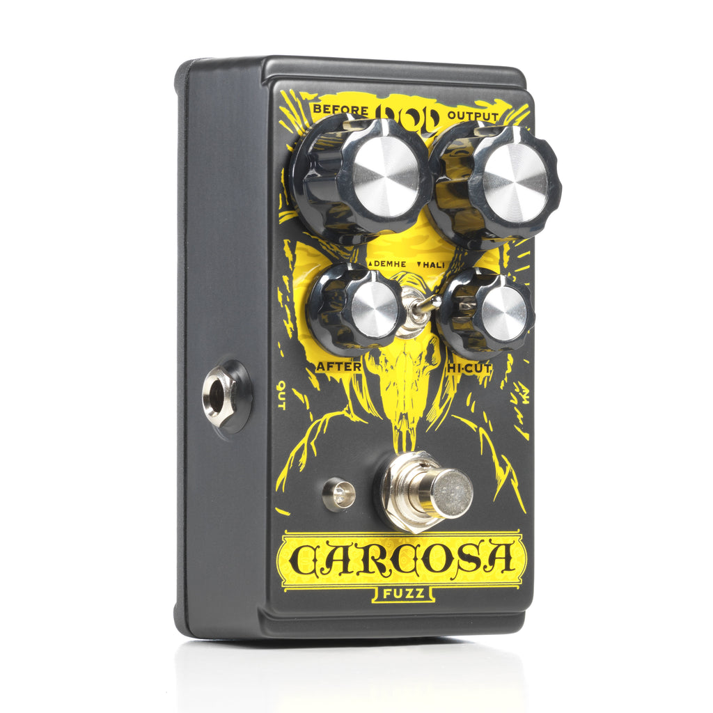 DigiTech DOD Carcosa fuzz pedal — standing left angle