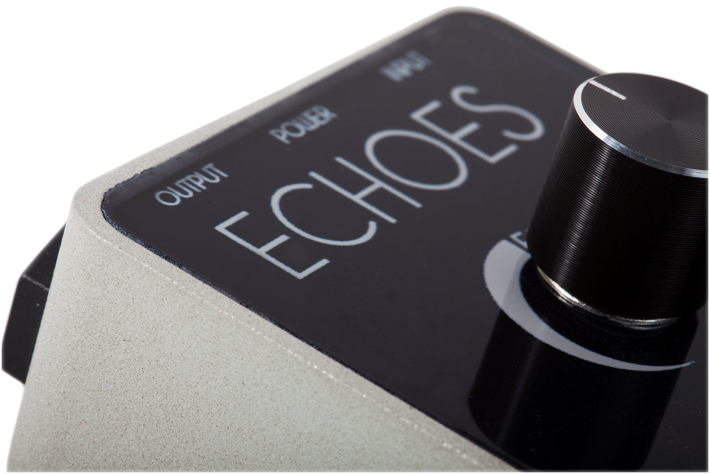 Foxgear Echoes analog delay pedal — logo detail view