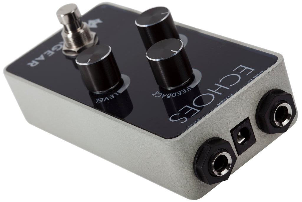 Foxgear Echoes analog delay pedal — angled upshot view