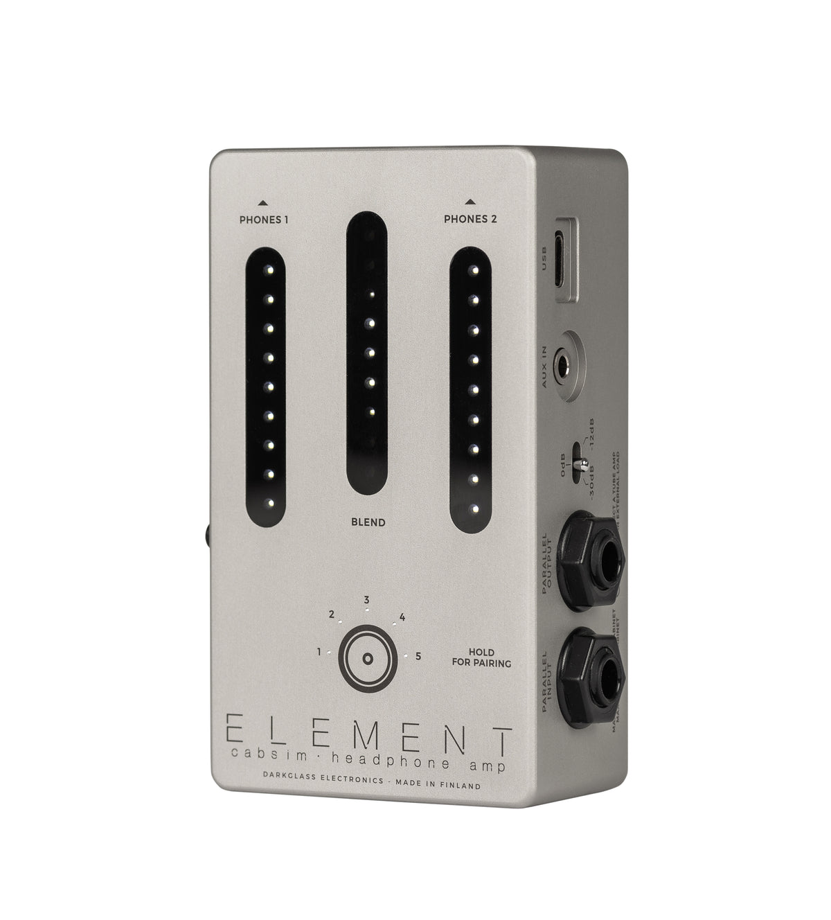 Darkglass Element headphone amp cab simulator - top view of bass DI pedal