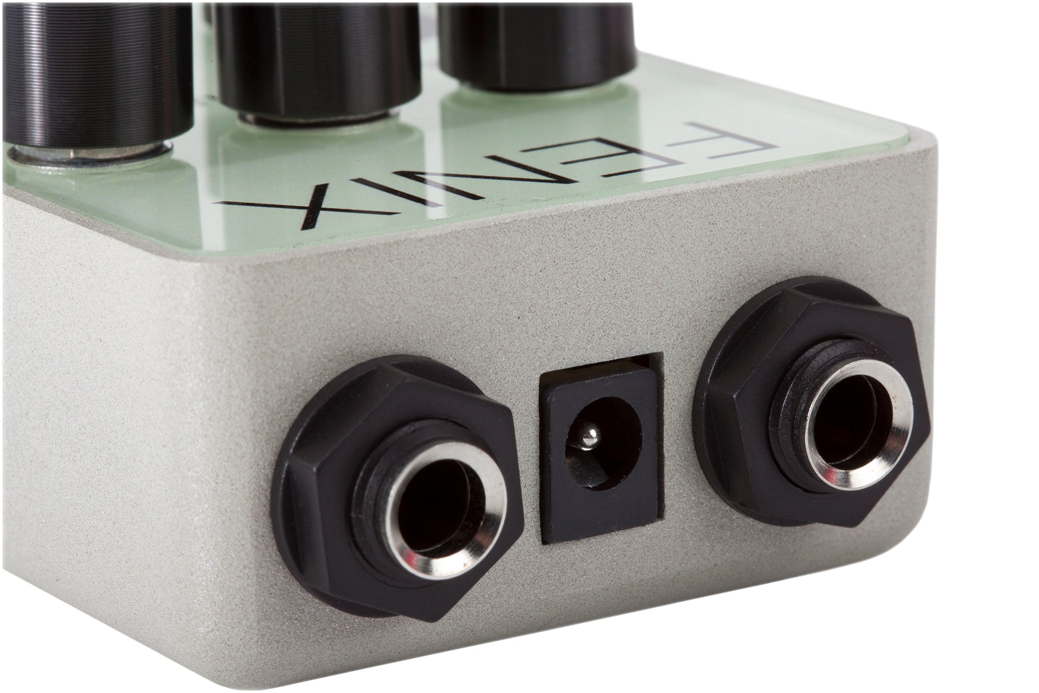 Foxgear Fenix overdrive pedal — input and output jacks