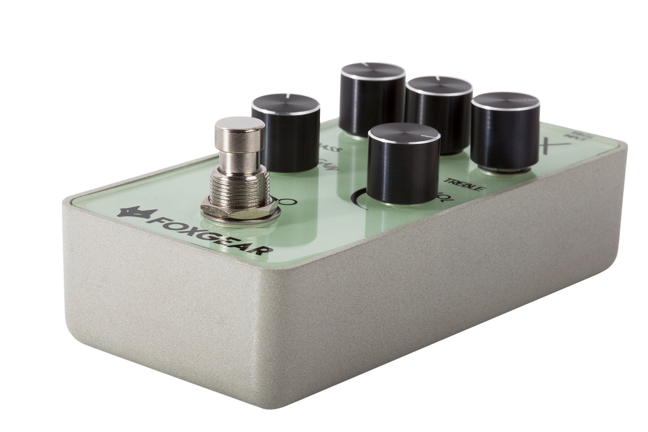 Foxgear Fenix overdrive pedal — angled upshot view