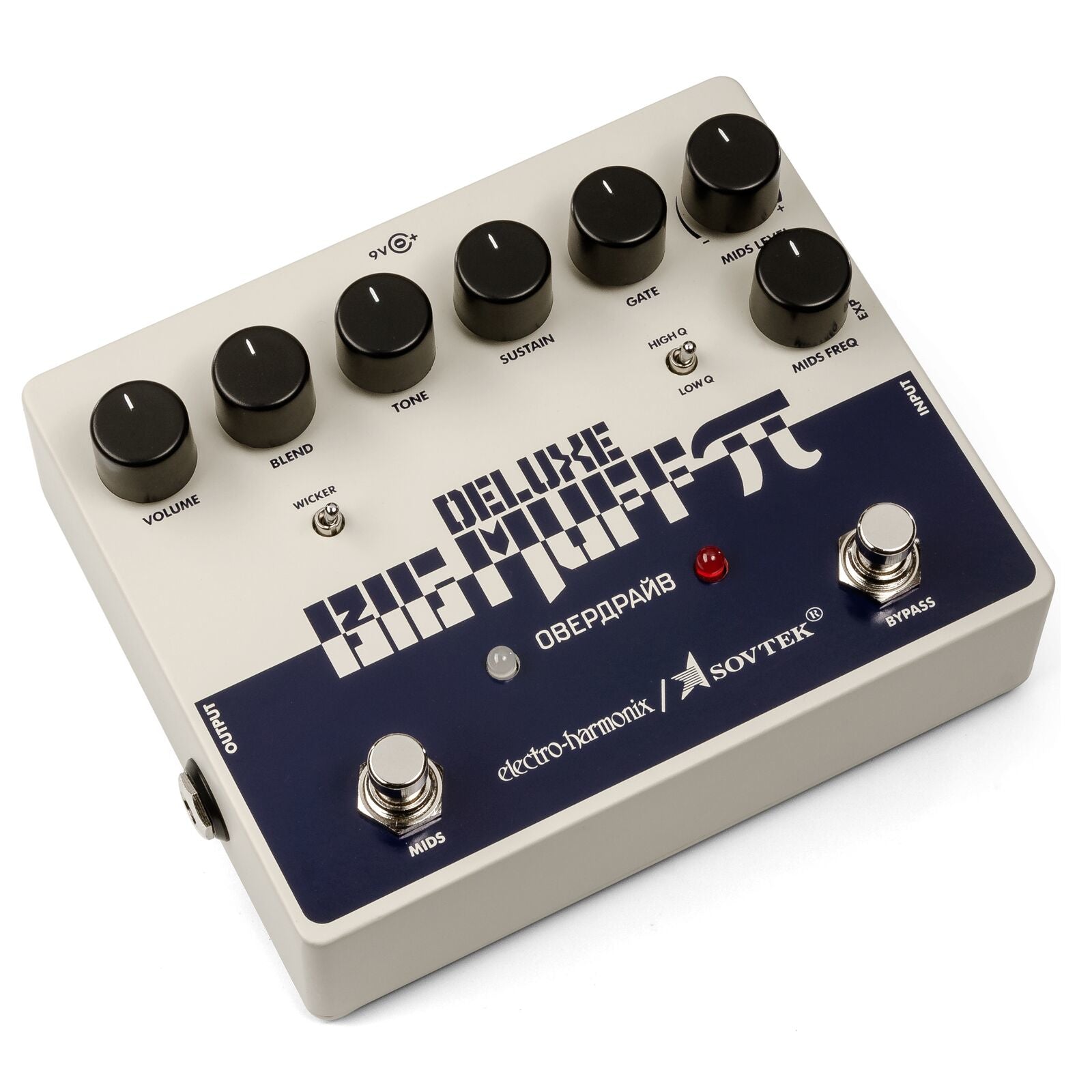 Electro-Harmonix Sovtek Deluxe Big Muff Pi fuzz pedal — angled view