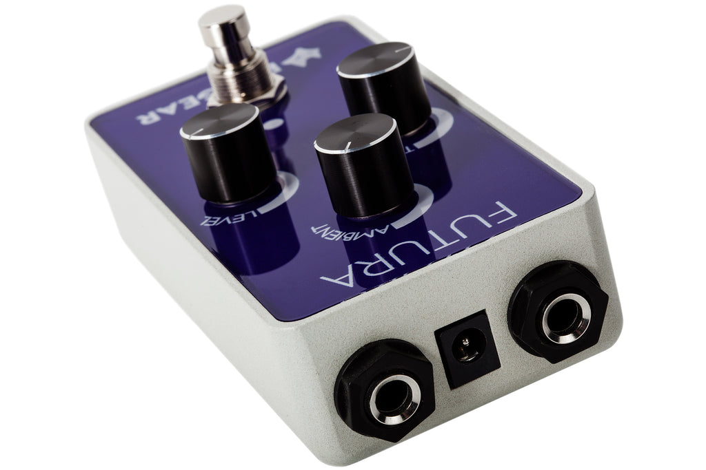 Foxgear Futura delay reverb pedal — top-down downshot view