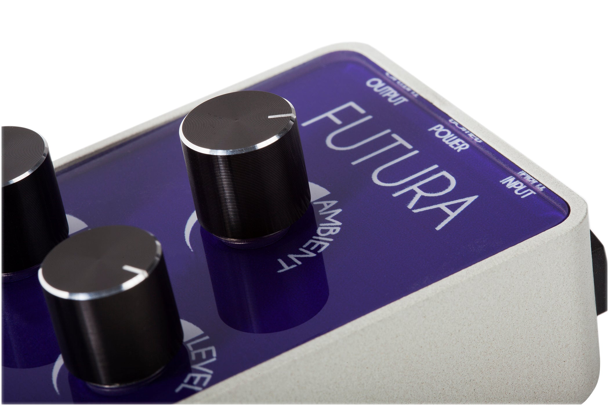 Foxgear Futura delay reverb pedal — logo detail view