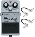 Boss FZ-5 Fuzz pedal — silver enclosure with two included patch cables
