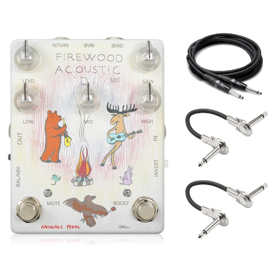 Animals Pedal Firewood Acoustic DI MkII pedal — white, with cables