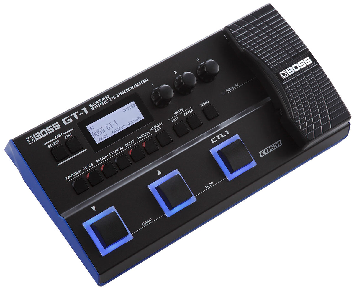 Boss GT-1 guitar multi-effects processor — angled view