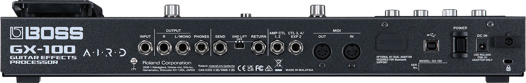 Boss GX-100 guitar multi-effects processor — rear panel with jacks