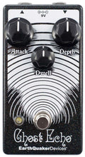 EarthQuaker Devices Ghost Echo V3 reverb pedal - front top view, black sparkle and silver