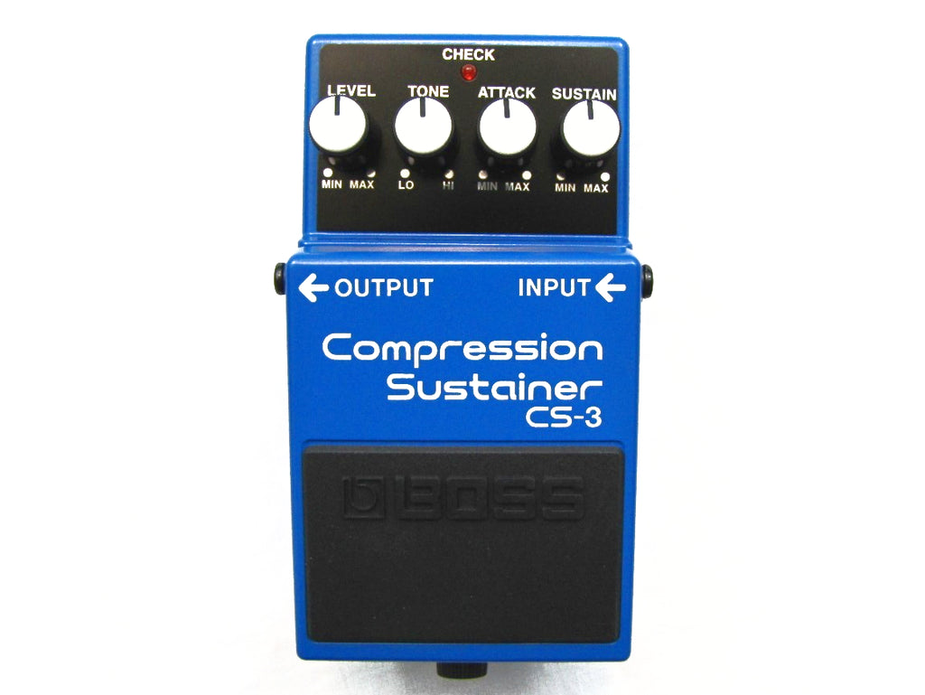 Boss CS-3 Compression Sustainer Guitar Effects Pedal — front view, blue enclosure