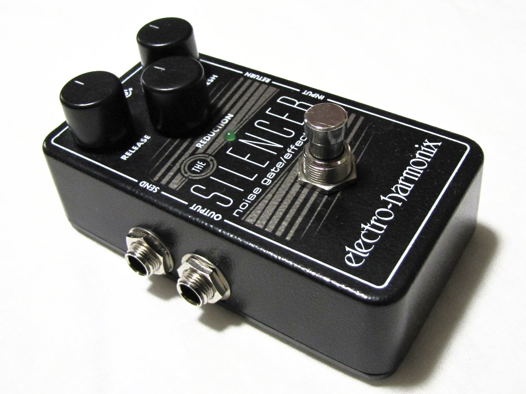 Electro-Harmonix Silencer noise gate pedal angled view