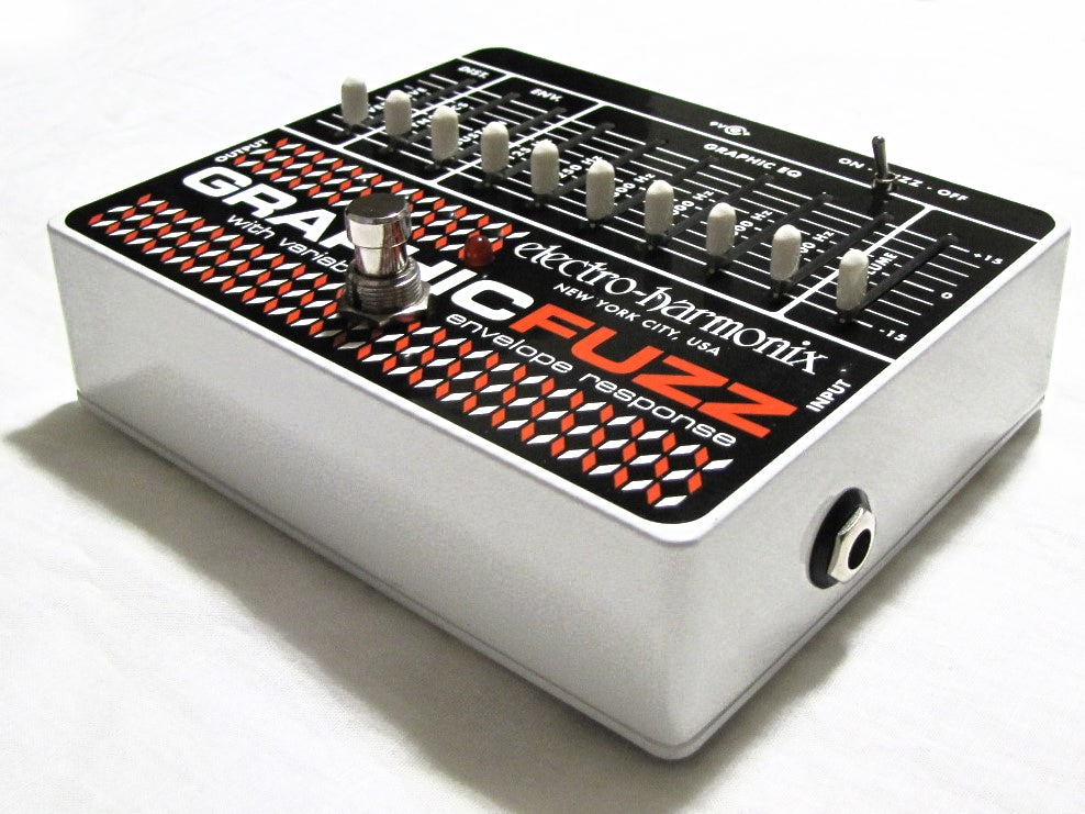 Electro-Harmonix Graphic Fuzz EQ Distortion Sustainer pedal — front angle view