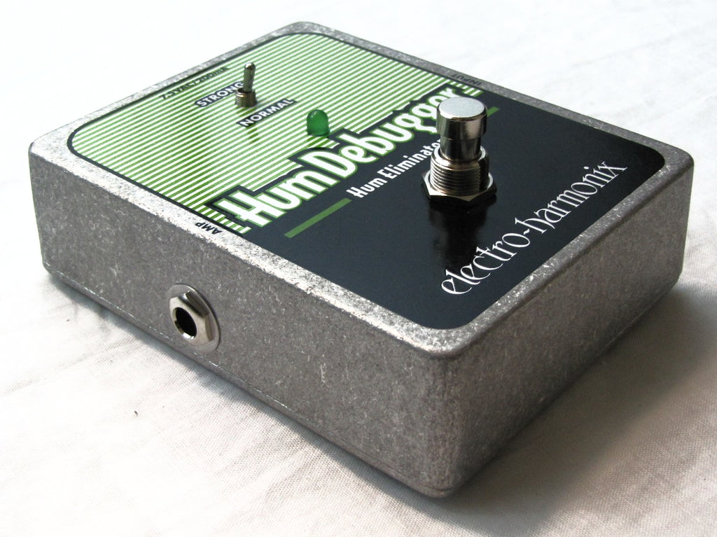 Electro-Harmonix Hum Debugger pedal — close-up of footswitch and controls