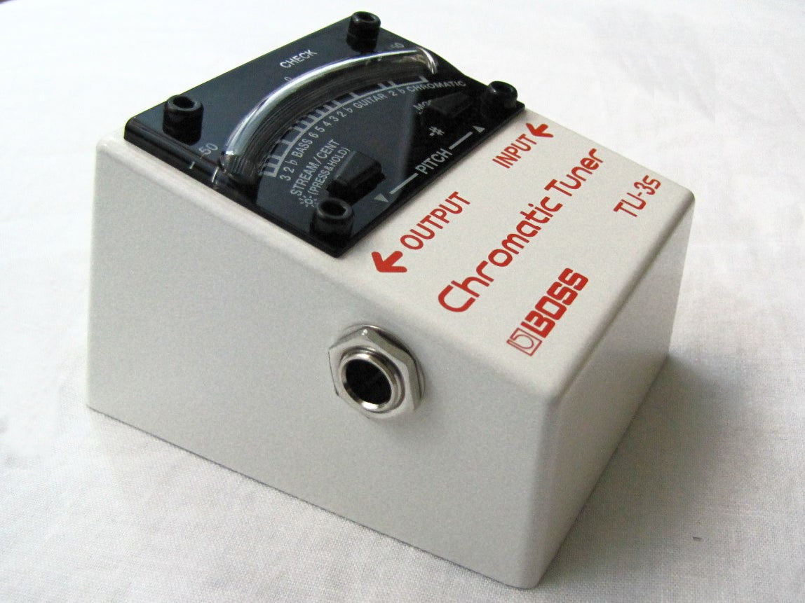Boss TU-3S chromatic tuner pedal — side view with input and output jacks