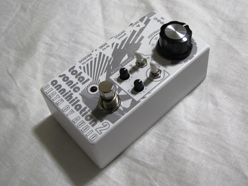 Death By Audio Total Sonic Annihilation 2 feedback guitar pedal — front angle view