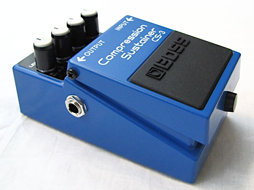 Boss CS-3 Compression Sustainer Guitar Effects Pedal — side view with jacks