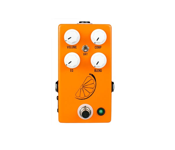 JHS Pulp 'N' Peel V4 compressor/preamp guitar pedal — orange, top view