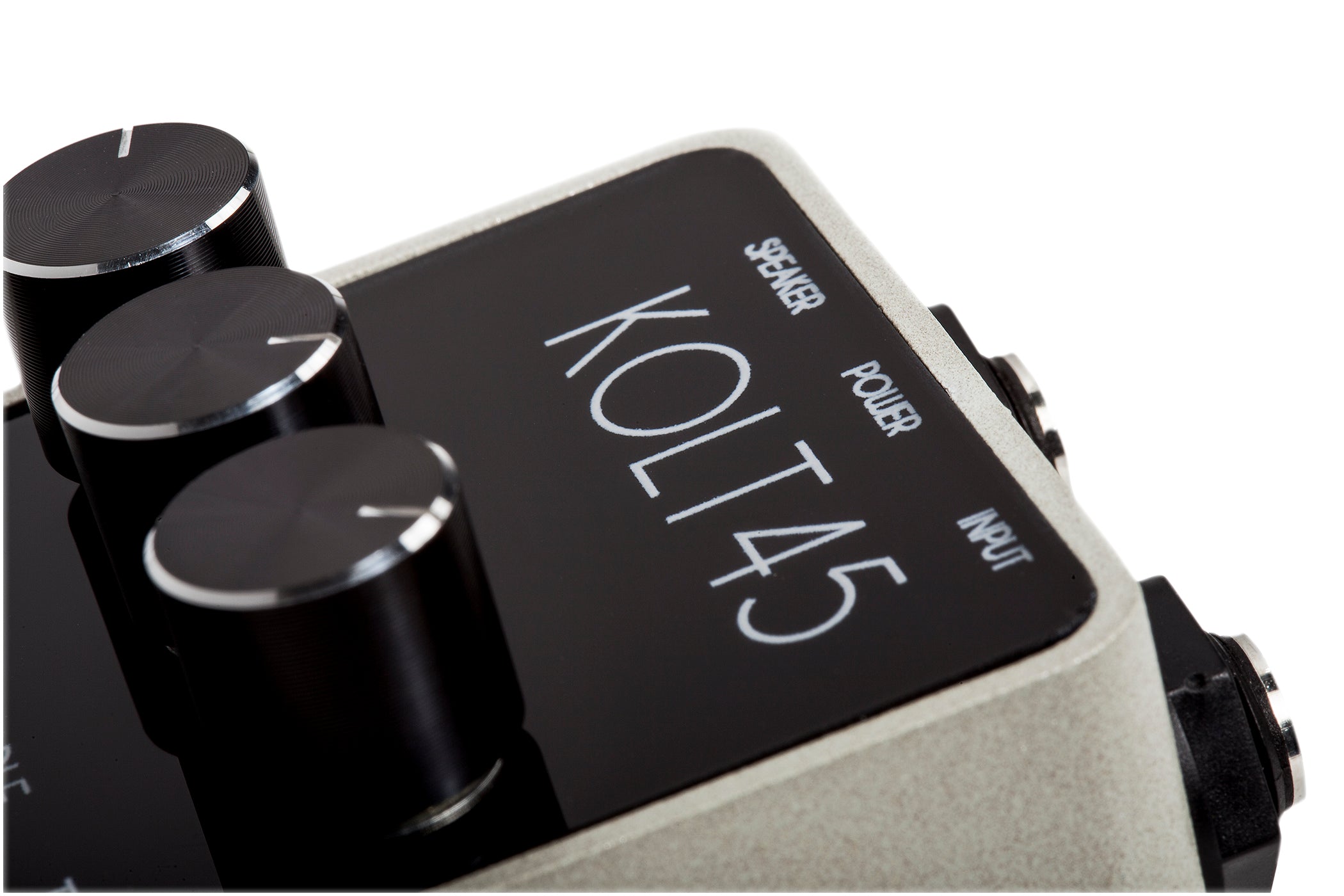 Foxgear Kolt 45 power amplifier pedal — Kolt logo close-up